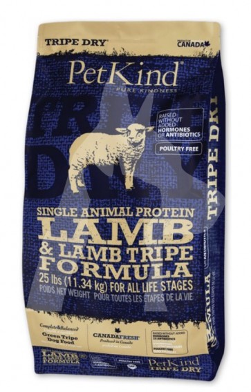25lbs PetKind 無穀物單一蛋白羊草胃及羊肉配方狗乾糧