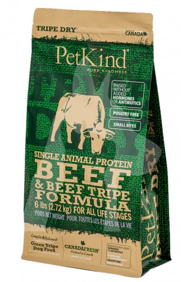 6lbs PetKind 無穀物單一蛋白牛草胃及牛肉配方狗乾糧