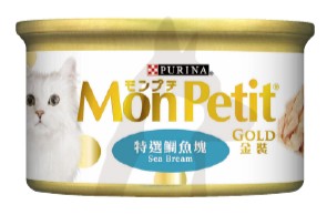 (11638001) 85g Mon Petit 金裝特選鯛魚塊(肉凍)貓罐