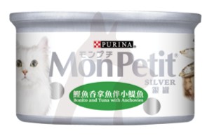 (12151982) 80g Mon Petit 銀罐鰹魚吞拿魚伴小鯷魚貓罐