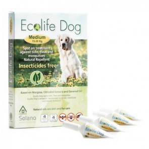(ES013) 一盒四支2ml Ecolife Spot on 純天然狗用驅蚤滴頸劑 (中型犬15-30kg)